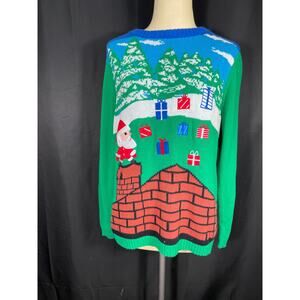 Blizzard Bay Ugly Christmas Sweater, Santa on a Chimney with Gifts, Jrs.